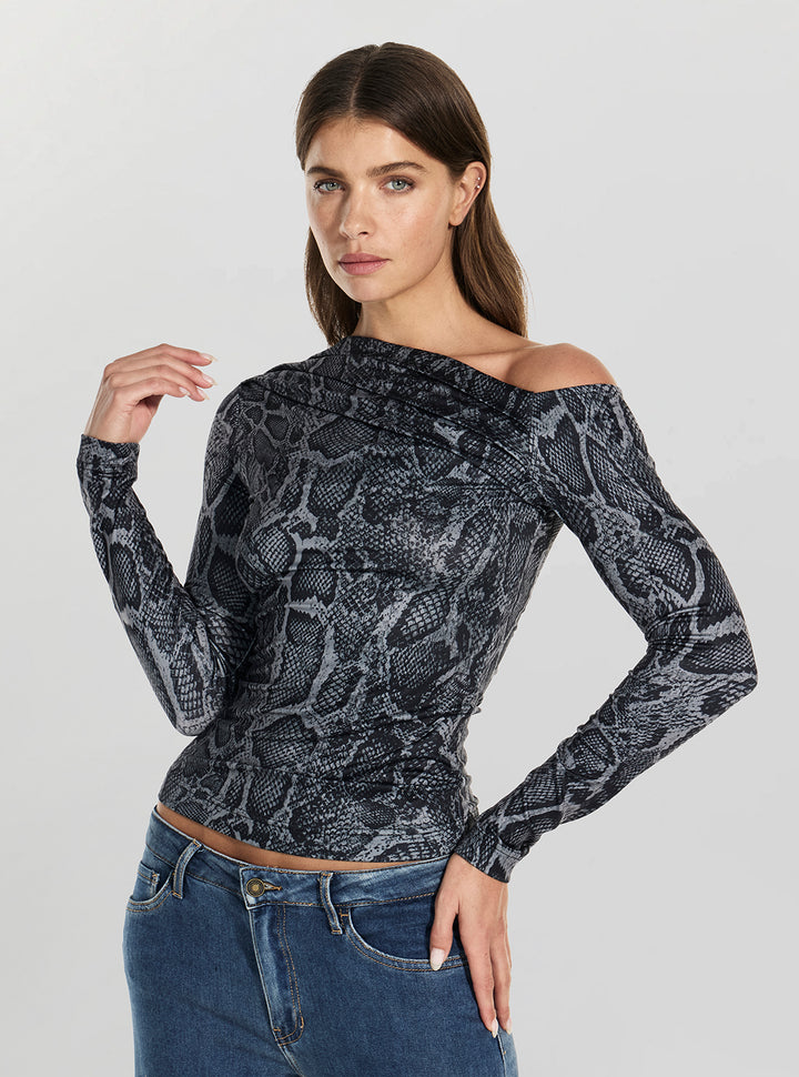 Eco Grey Skin Print Anita Top W5BP08K1492 Front View