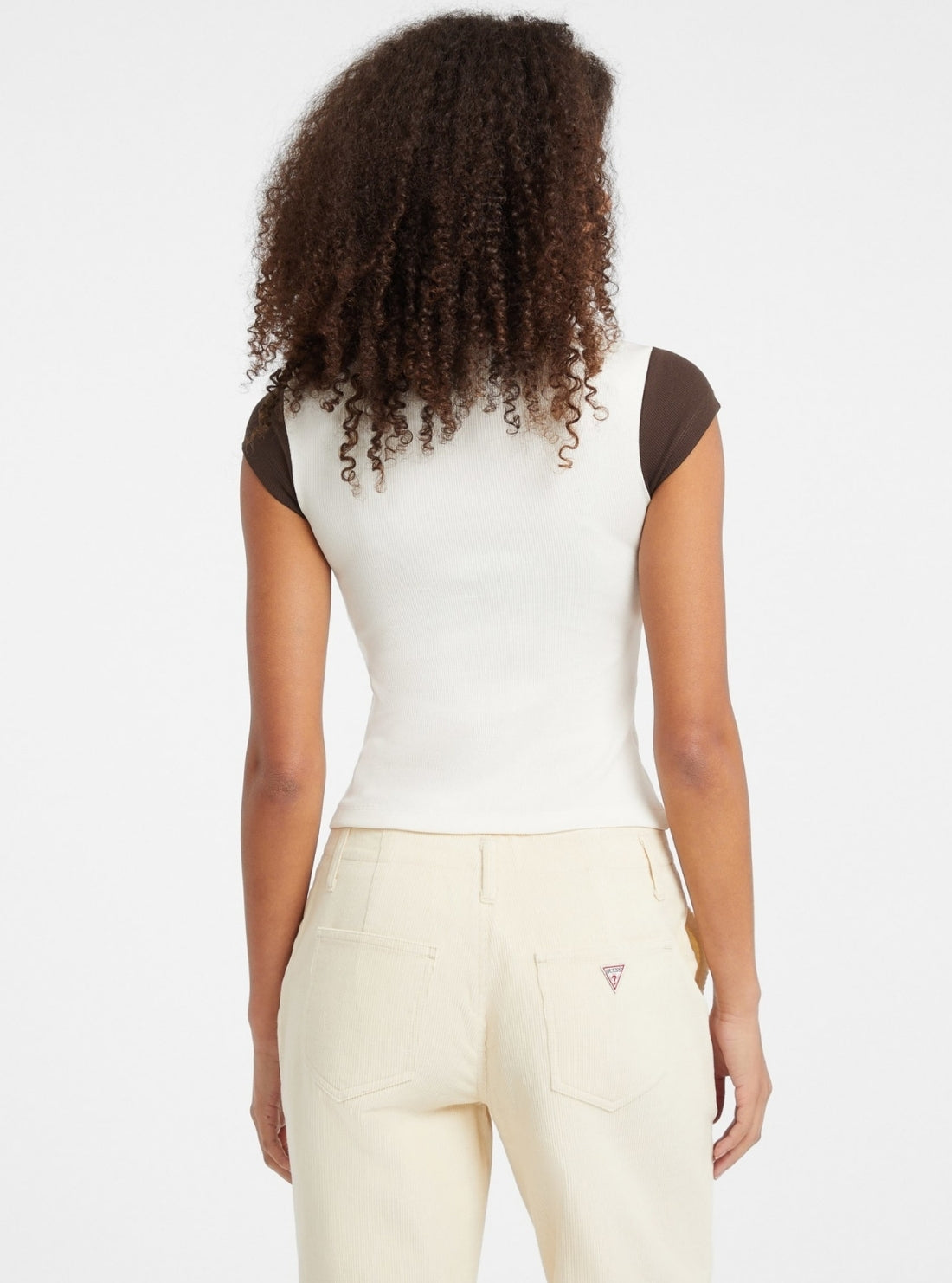 Guess Jeans White Slim Rib Top W5BP27KA0H1 Back View