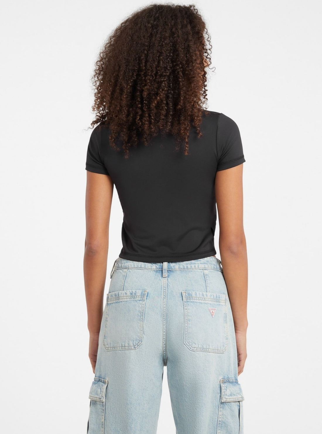 Guess Jeans Black Active Embroidered Top W5BP56K1092 Back View