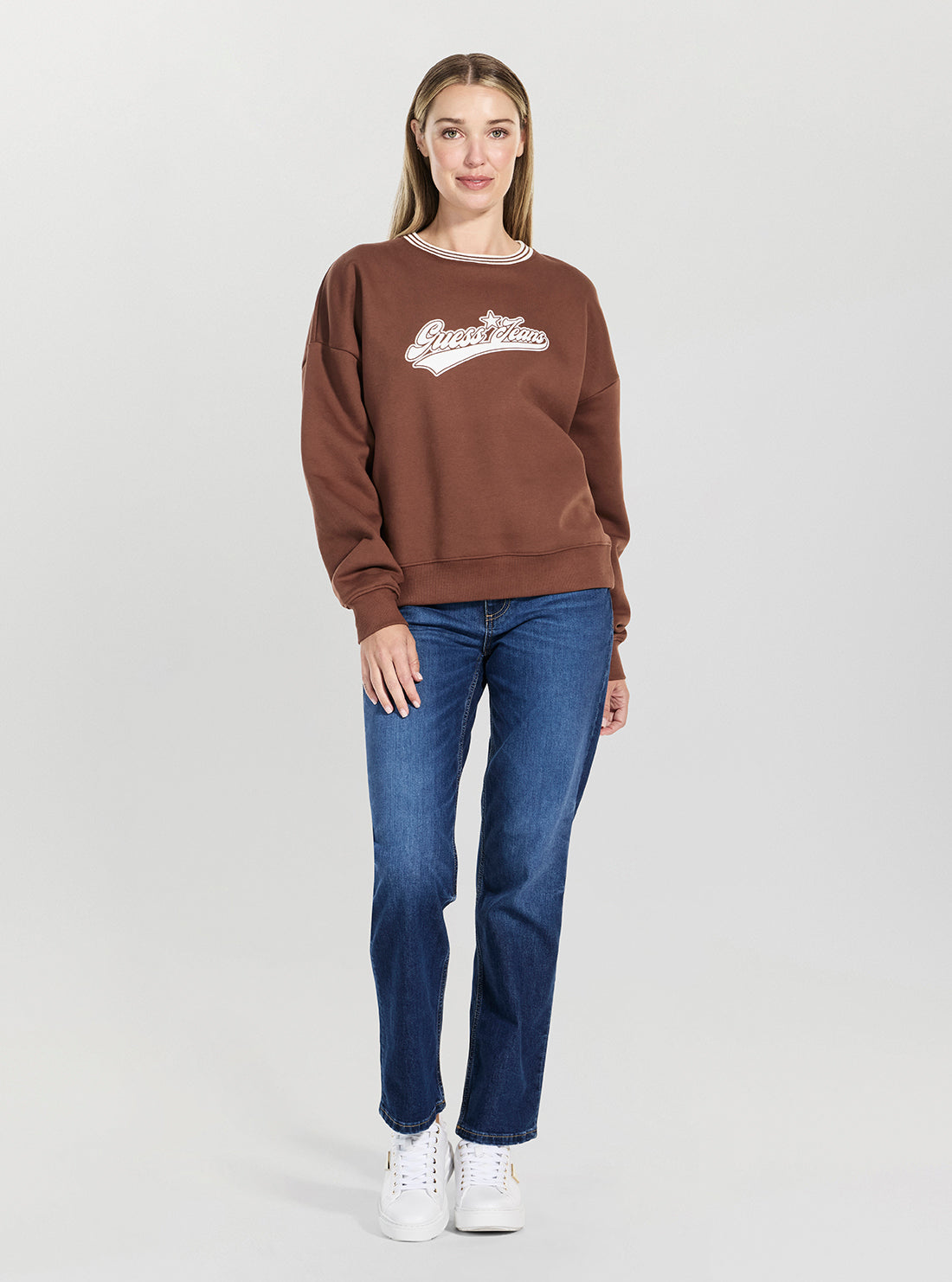 Guess Jeans Brown Puff Star Sweatshirt W5BQ23KC811 Full View