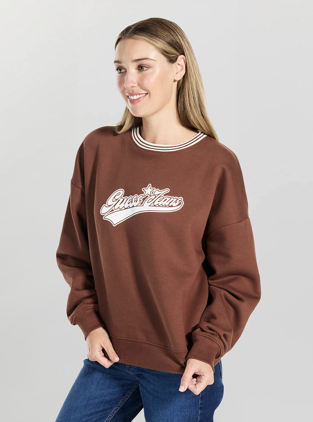 Guess Jeans Brown Puff Star Sweatshirt W5BQ23KC811 Side View