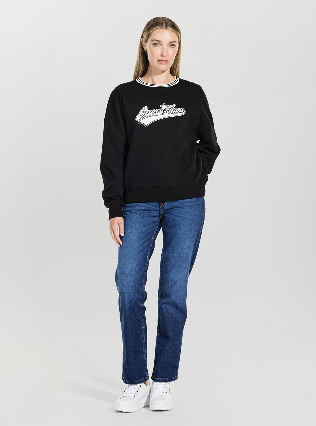 Guess Jeans Black Puff Star Sweatshirt W5BQ23KC811 Full View