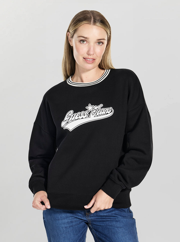 Guess Jeans Black Puff Star Sweatshirt W5BQ23KC811 Front View