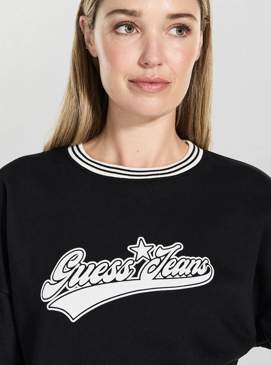 Guess Jeans Black Puff Star Sweatshirt W5BQ23KC811 Detail View