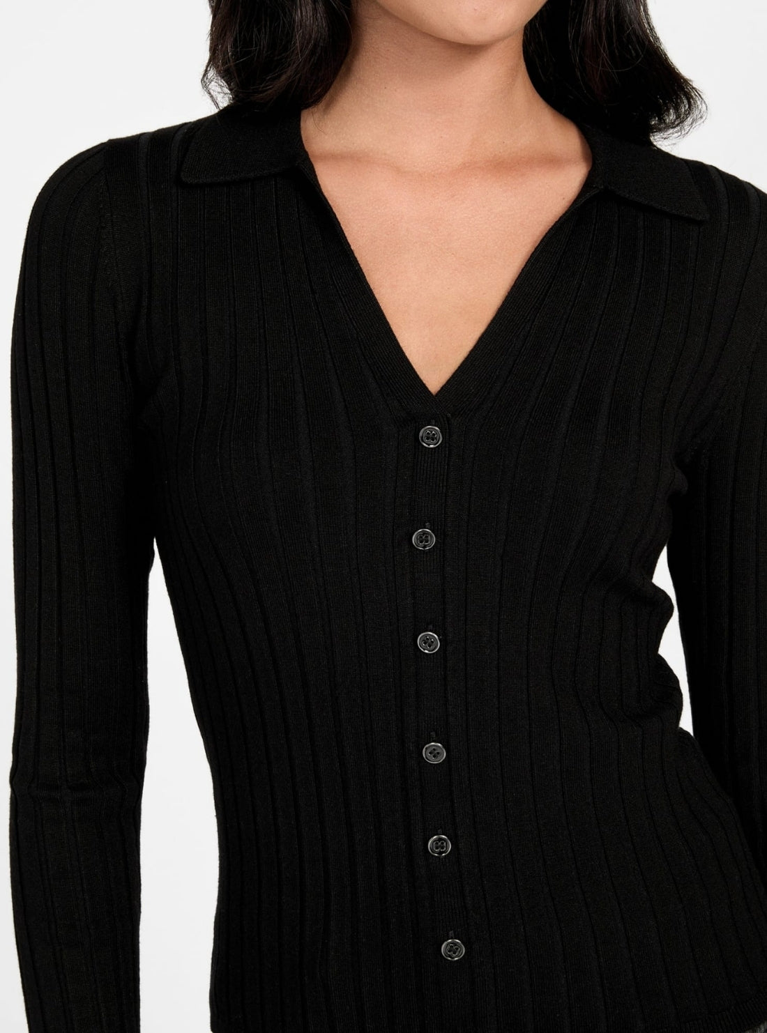 GUESS Womens Eco Black Ribbed Miranda Sweater Top W5BR51Z2YK2 Detail View