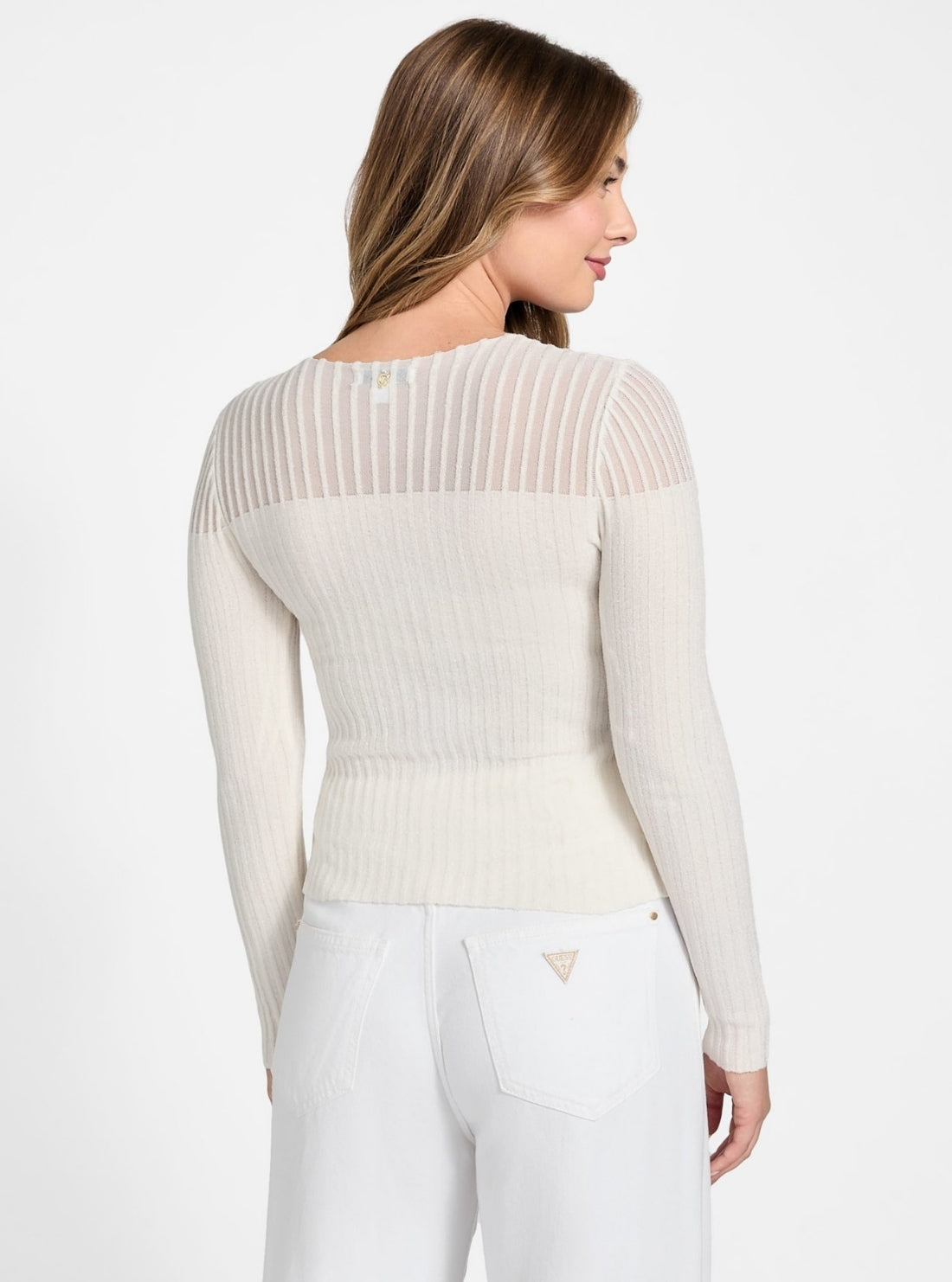 GUESS Womens White Rowena Chenille Sweater W5BR62Z0890 Back View