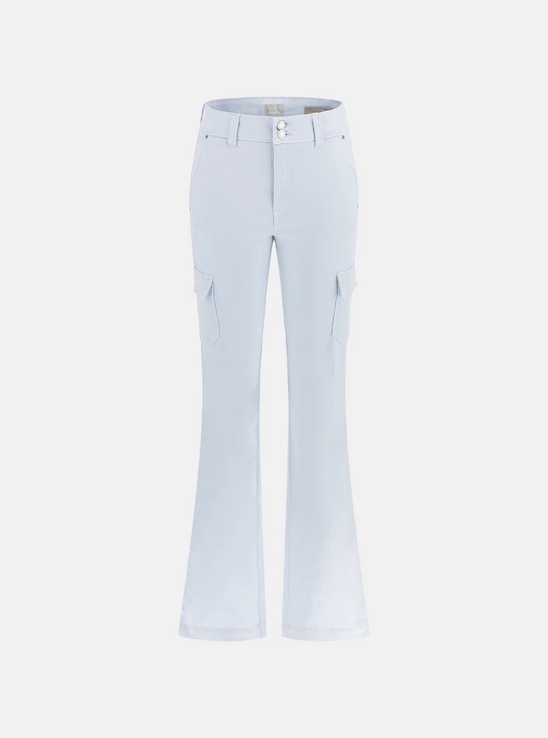 GUESS Women's Blue Mid Rise Slim Fit Cargo Mini Boot Pants W5GA1BW93CL Ghost View