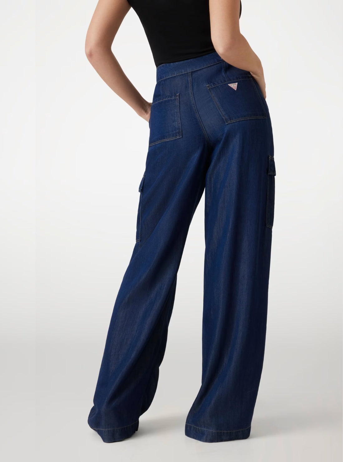 Mid-Rise Agatha Cargo Jeans in Dark Wash W5GA1TD5N61 Back View