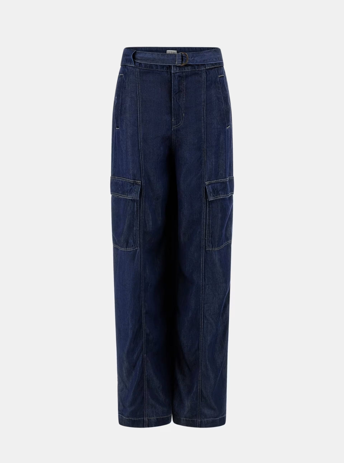 Mid-Rise Agatha Cargo Jeans in Dark Wash W5GA1TD5N61  Flatlay