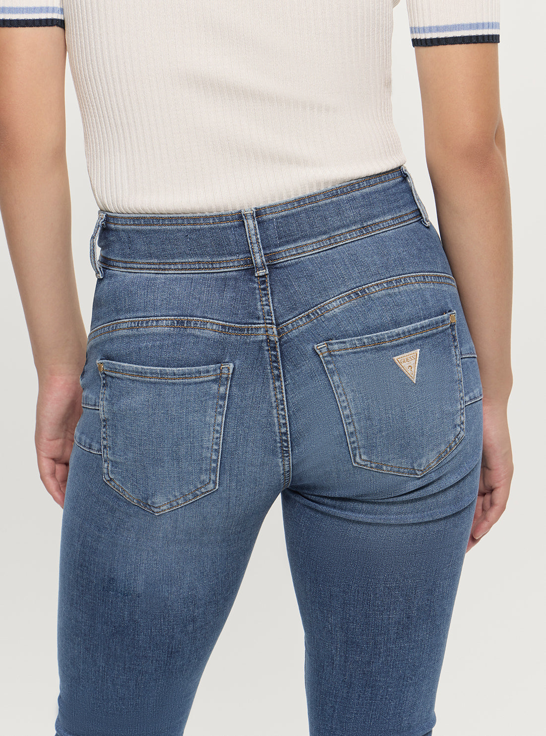 GUESS Womens High-Rise Skinny Fit Shape Up Jeans in Medium Wash W5GA34D5Q01 Back View_2
