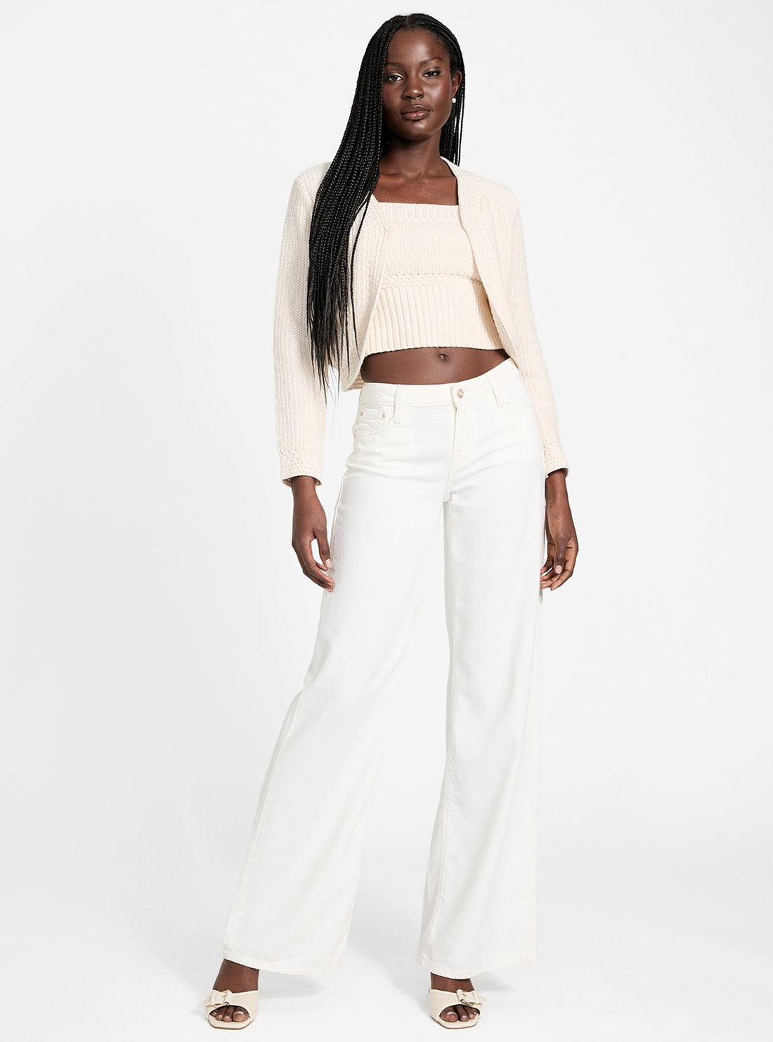GUESS Womens Eco White Featherweight Sexy Palazzo Jeans Full View