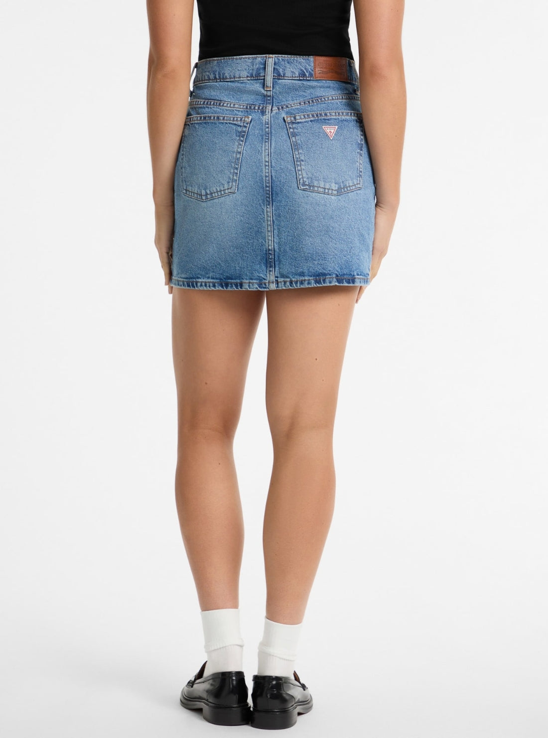 GUESS Womens Blue Classic Denim Mini Skirt W5GD0QD5M4A Back View
