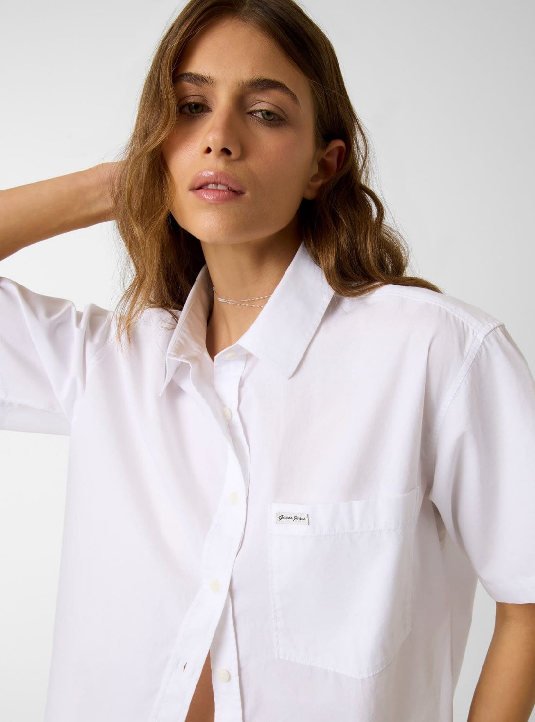 Guess Jeans White Boxy Shirt W5GH98WH7P1 Detail View