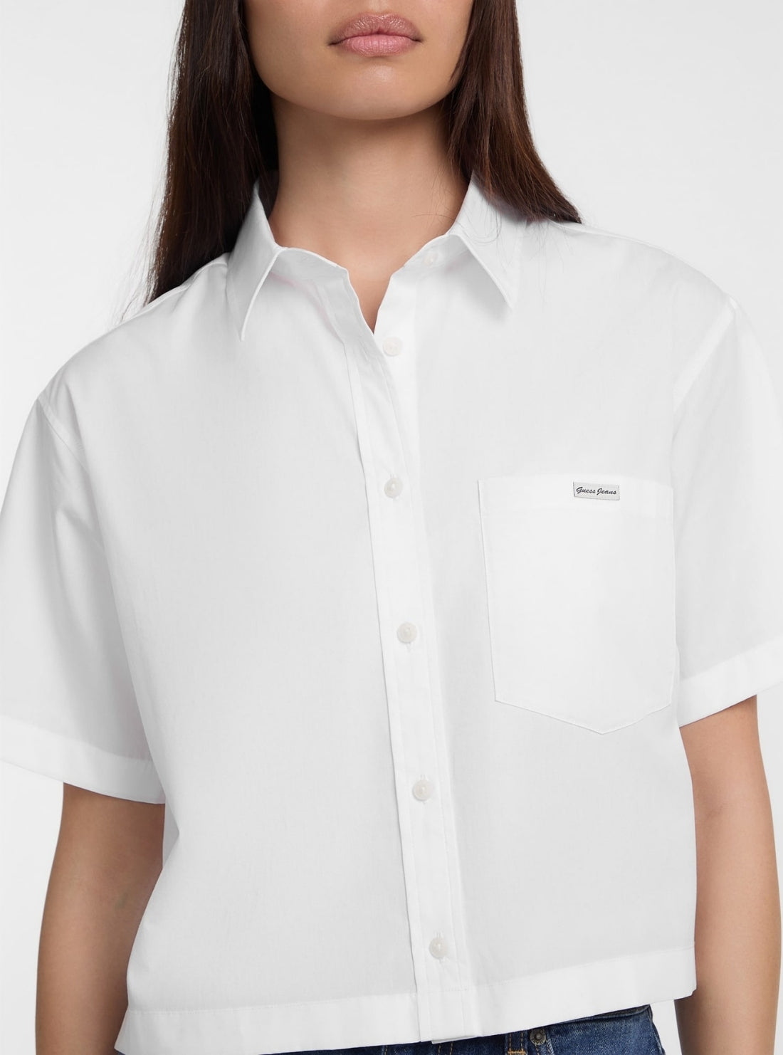 Guess Jeans White Boxy Shirt W5GH98WH7P1 Detail View