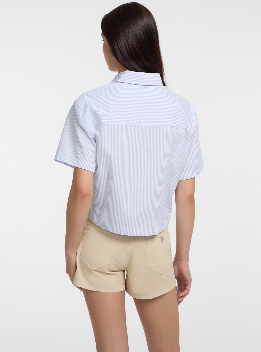 Guess Jeans Eco Blue Striped Boxy Poplin Shirt W5GH98WH7Q1 Back VIew