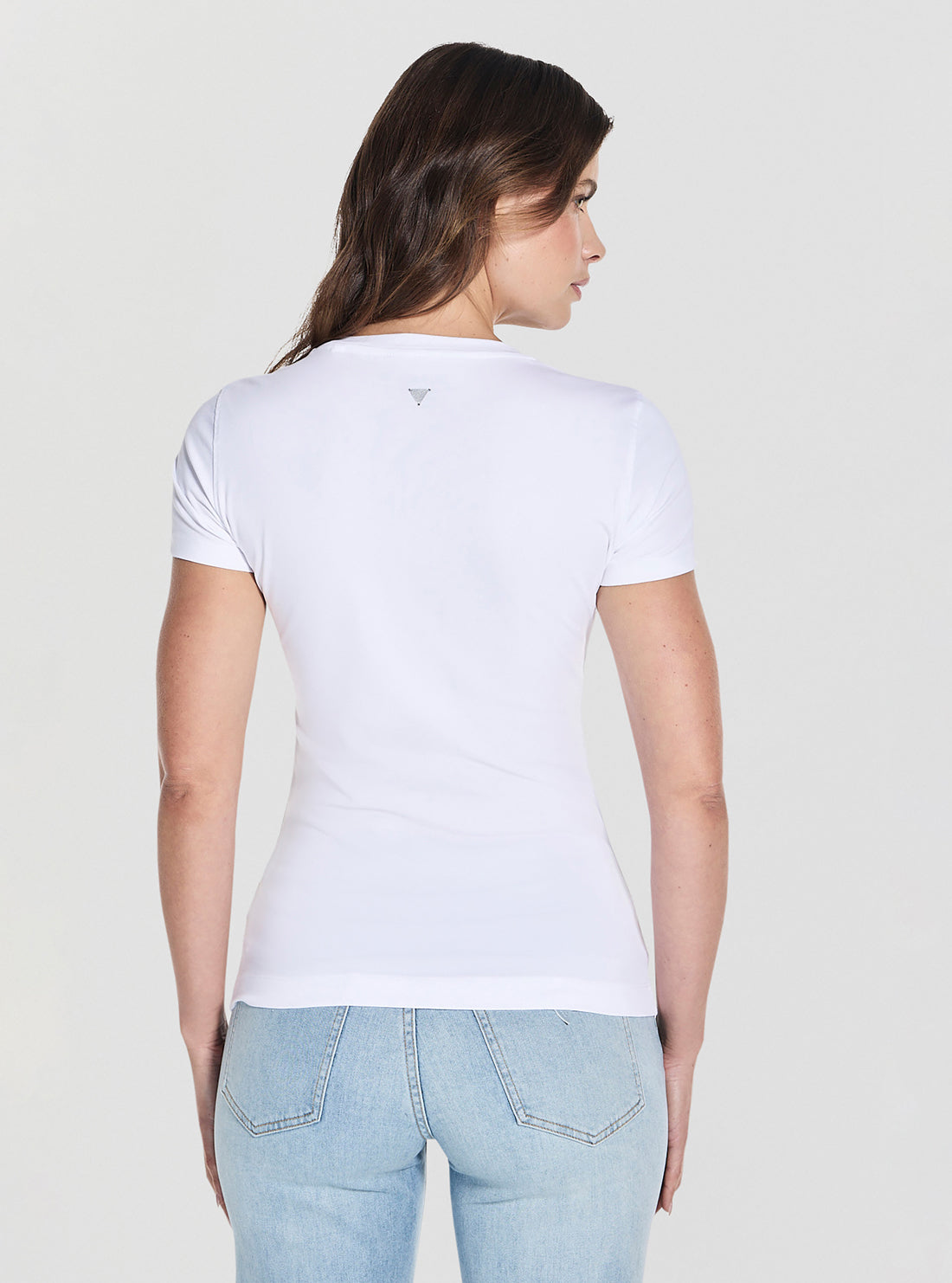 GUESS Womens White Leaf Triangle Logo T-Shirt W5GI07J1314 Back View