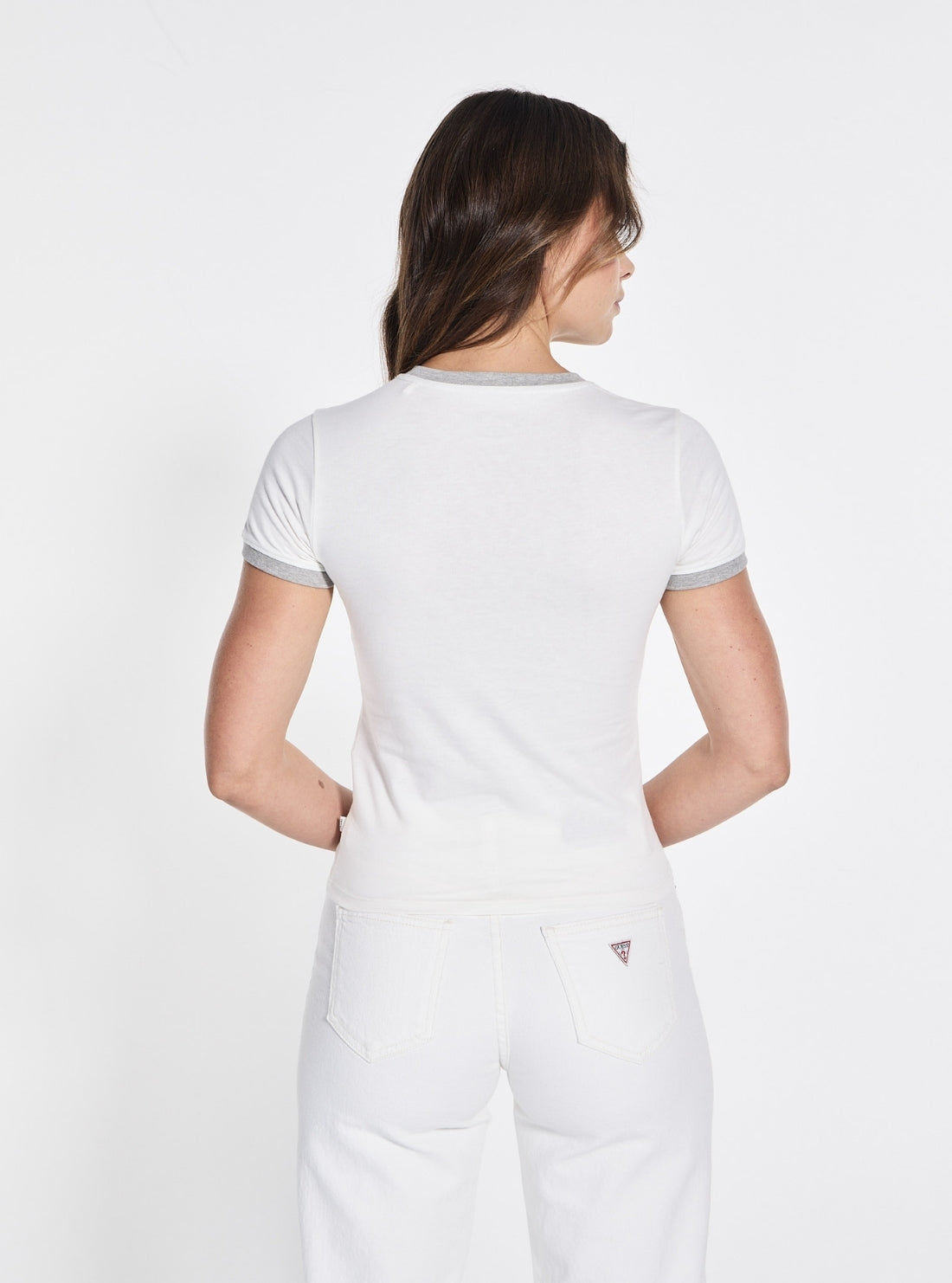 Guess Jeans White Slim Stamp Heather T-Shirt W5GI35KCTX1 Back View