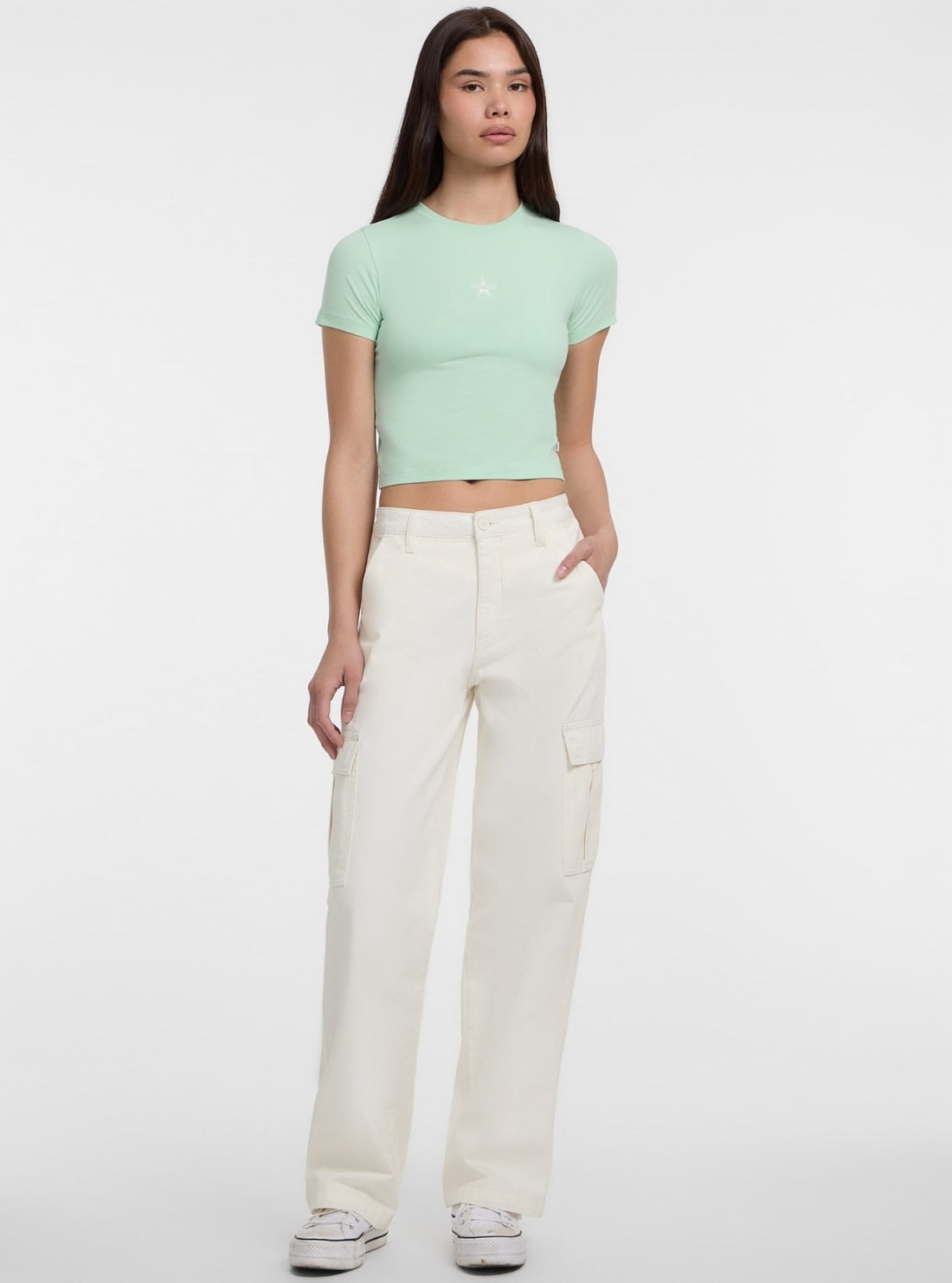 Guess Jeans Green Crew Star Cropped T-Shirt W5GI38J1314 Full View