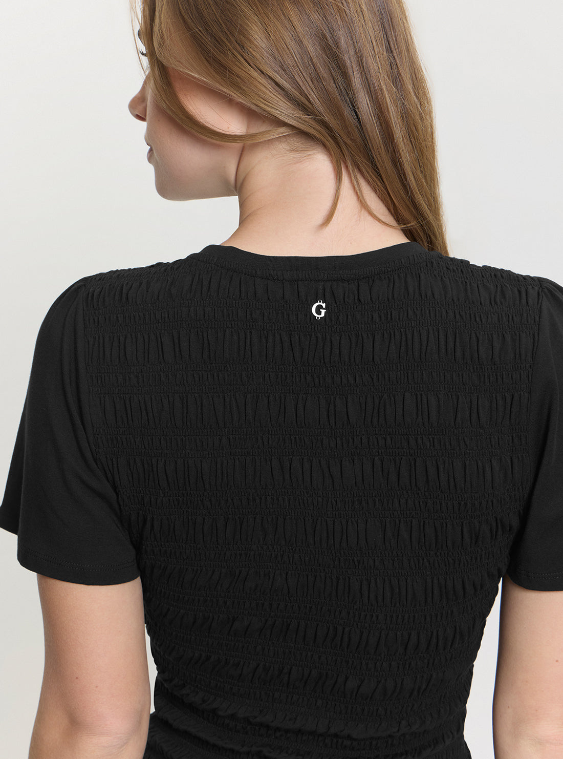 GUESS Womens Black Claire Smock Mini Dress W5GK34KCSA2 Back Detail View