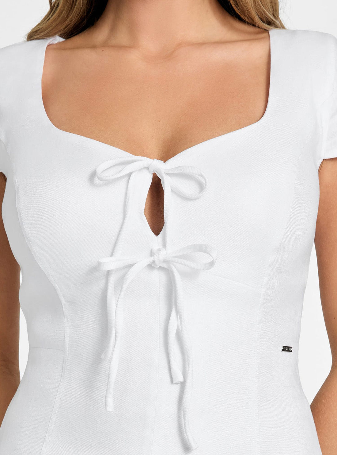 GUESS Womens White Isabeau Bows Mini Dress W5GK41WH5L2 Detail View