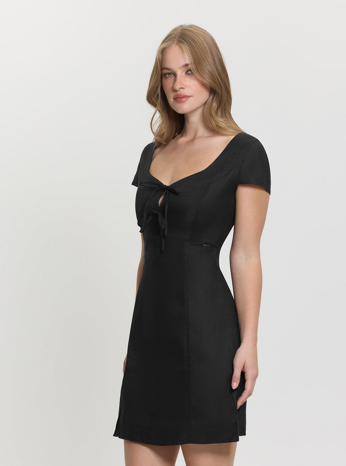GUESS Womens Black Isabeau Bows Mini Dress W5GK41WH5L2 Side View