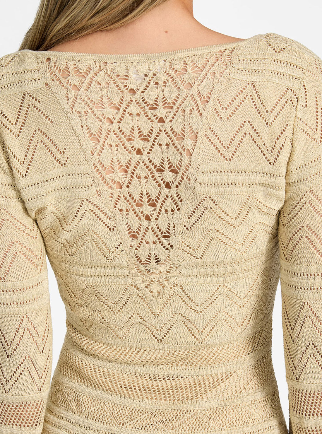 GUESS Womens Beige Nellie Mini Sweater Dress W5GK48Z3E22 Back Detail View