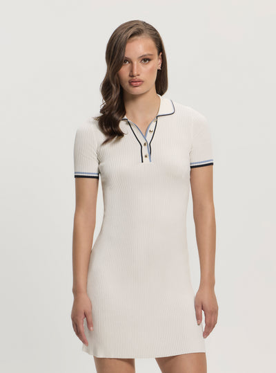 GUESS Womens White Thalia Polo Mini Sweater Dress W5GK84Z3L10 Front View