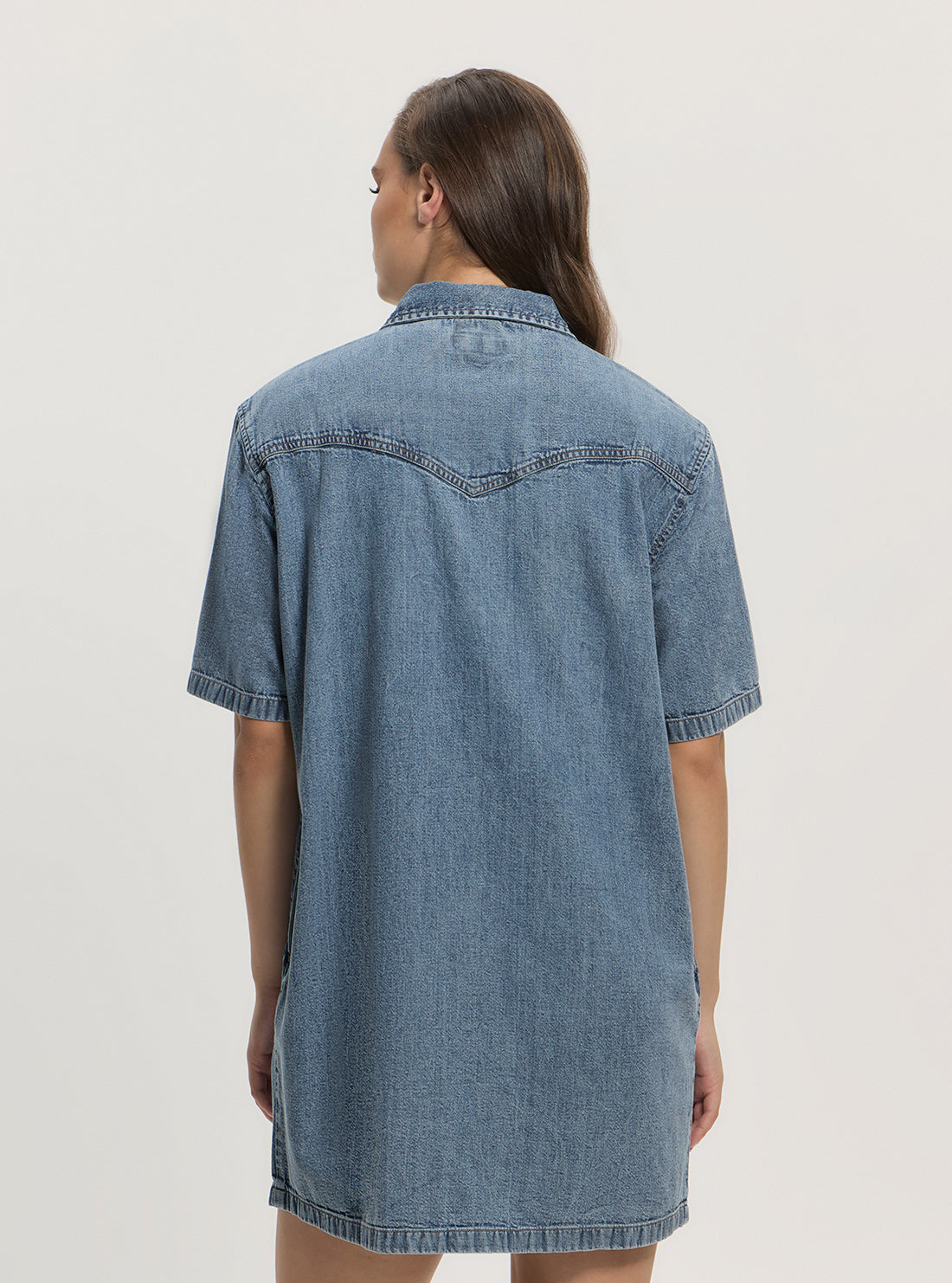 Guess Jeans Oversize Shirt Denim Dress W5GK99D5M81 Back View