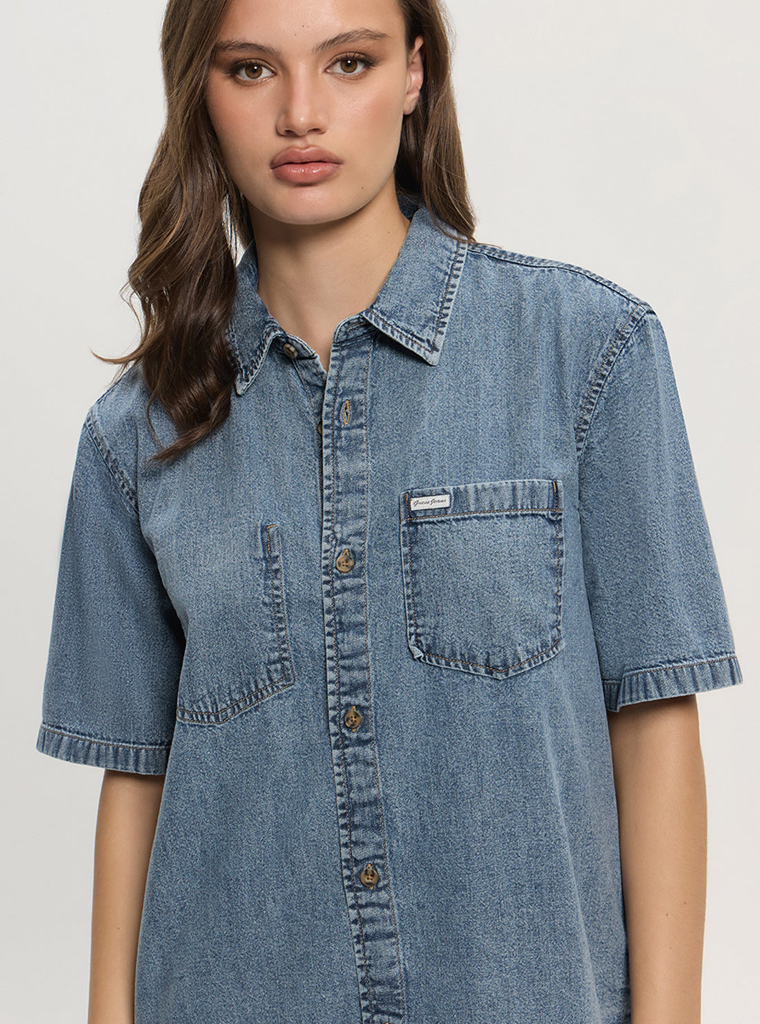 Guess Jeans Oversize Shirt Denim Dress W5GK99D5M81 Detail View