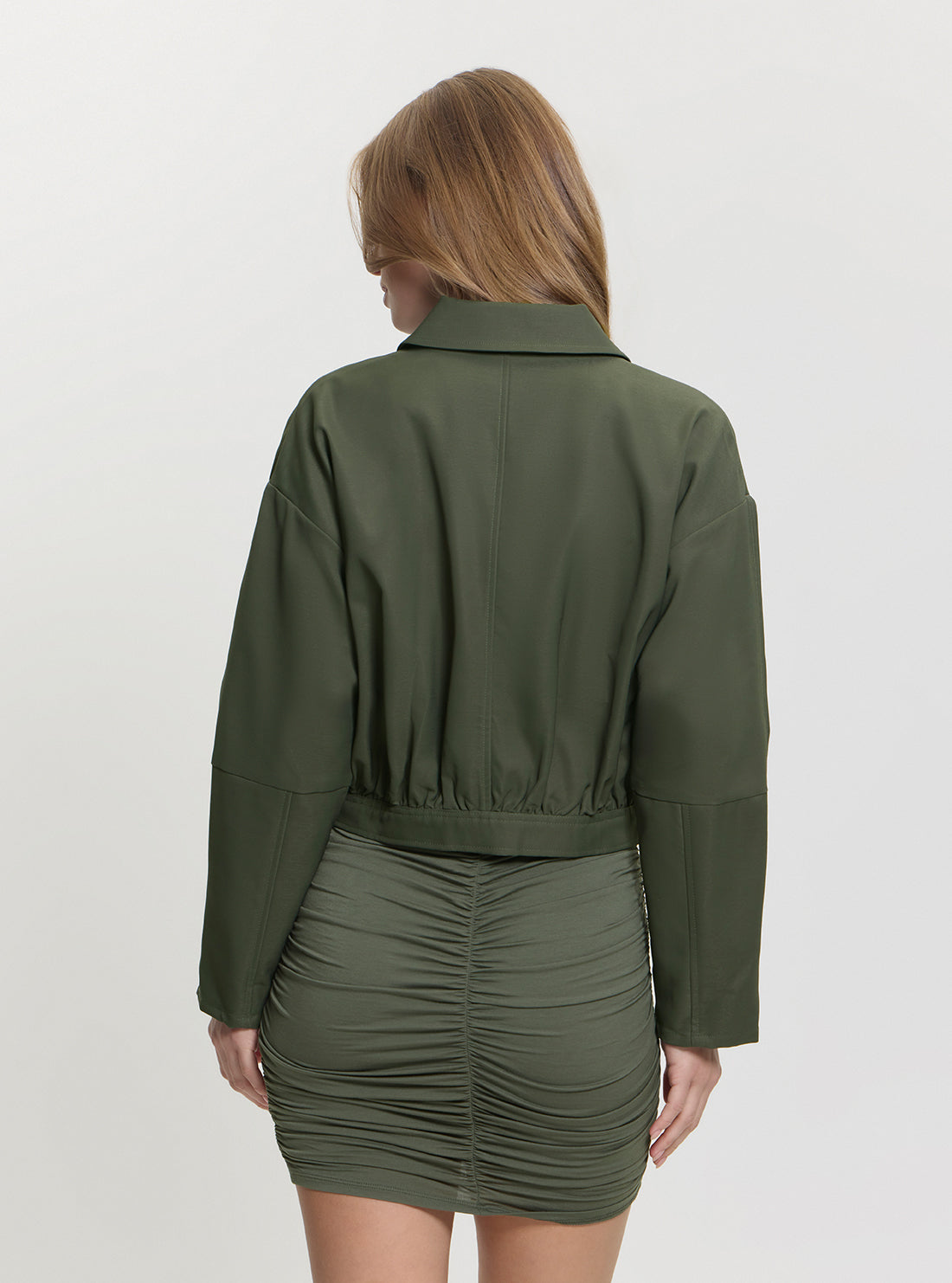GUESS Womens Green Rian Twill Jacket W5GL27WH872 Back View