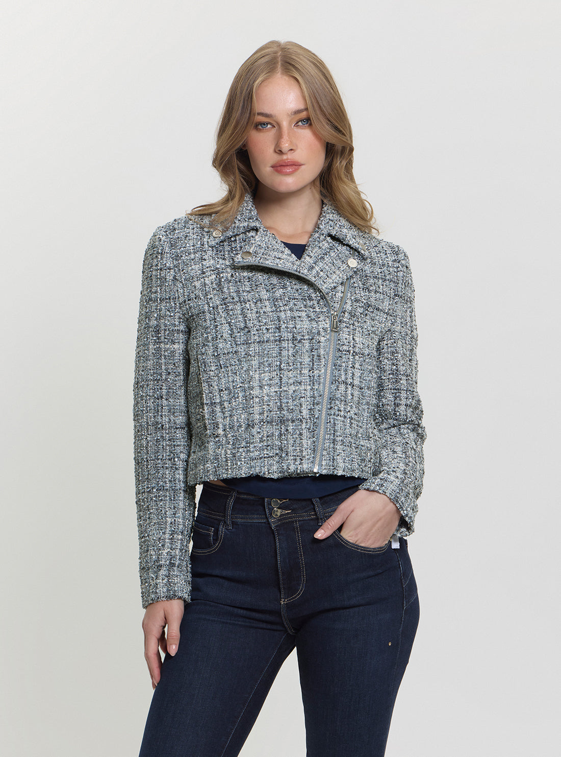 Black Sadie Tweed Moto Jacket
