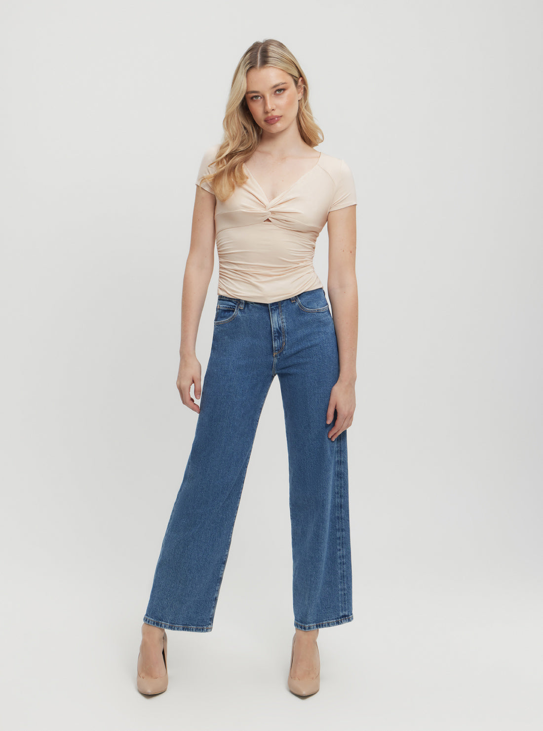 Beige Charlotte Draped Top