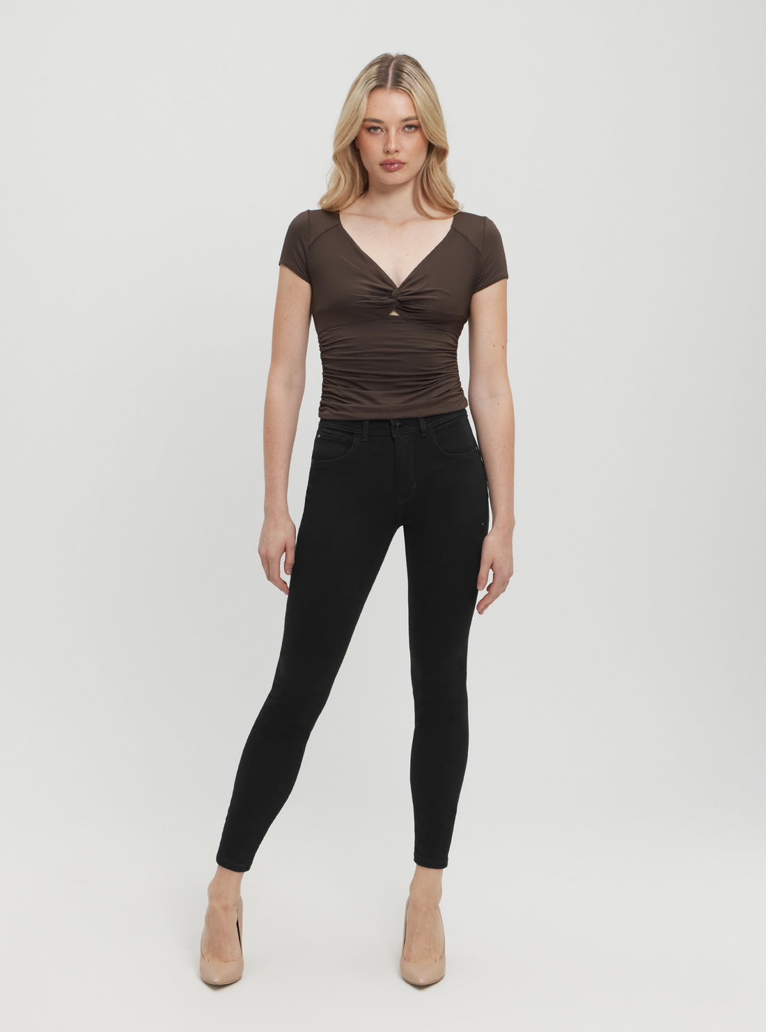 Black Shape Up Denim Jeans in Dark Wash