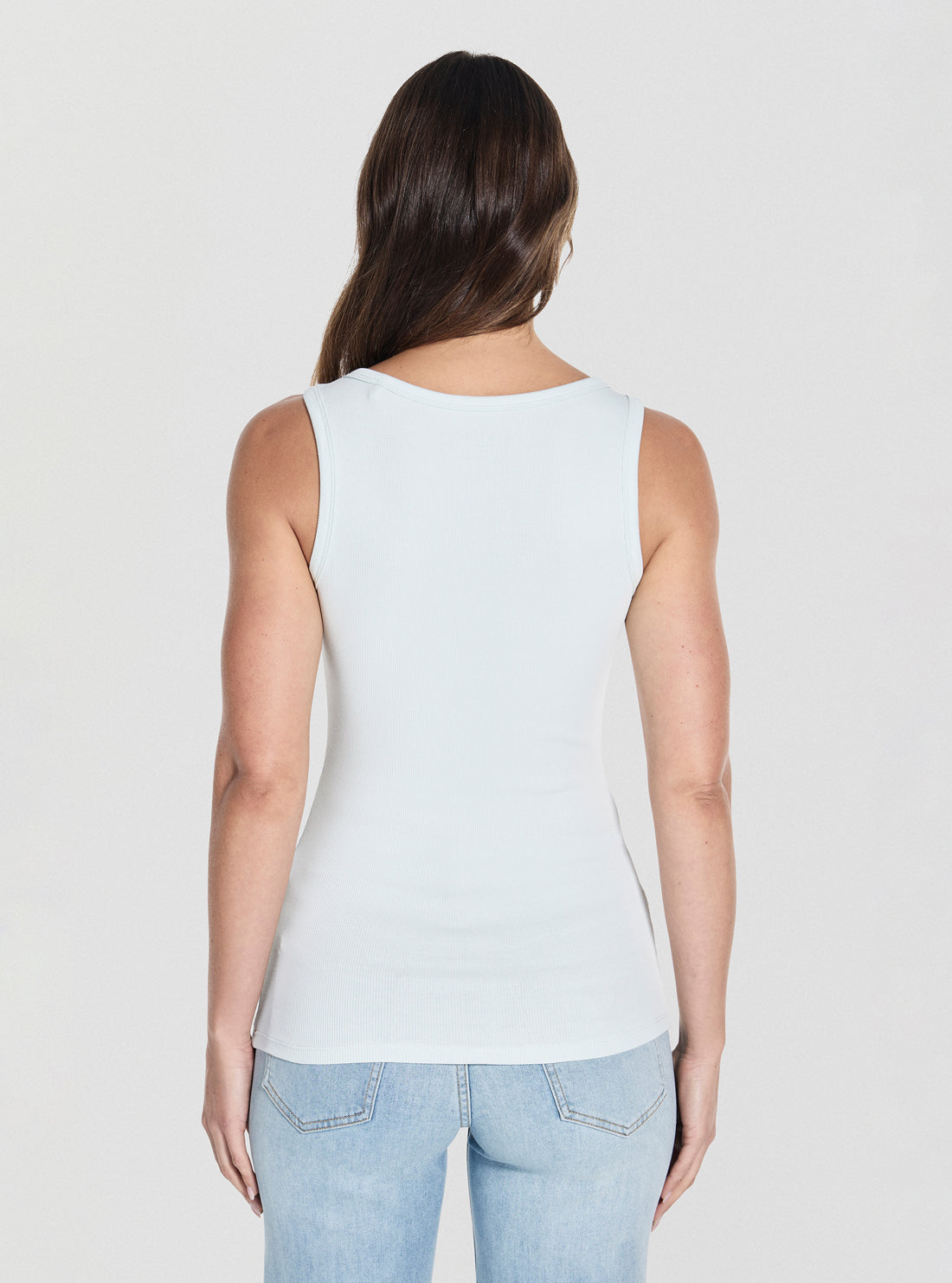 GUESS Womens White Embellished Logo Tank Top W5GP29KA0H1 Back View