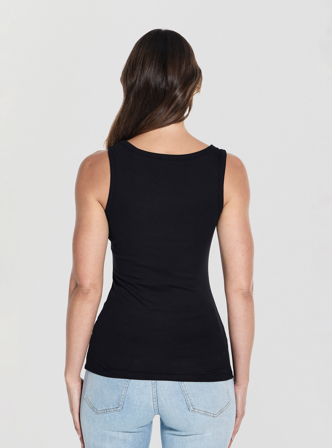 GUESS Womens Black Embellished Logo Tank Top W5GP29KA0H1 Back View