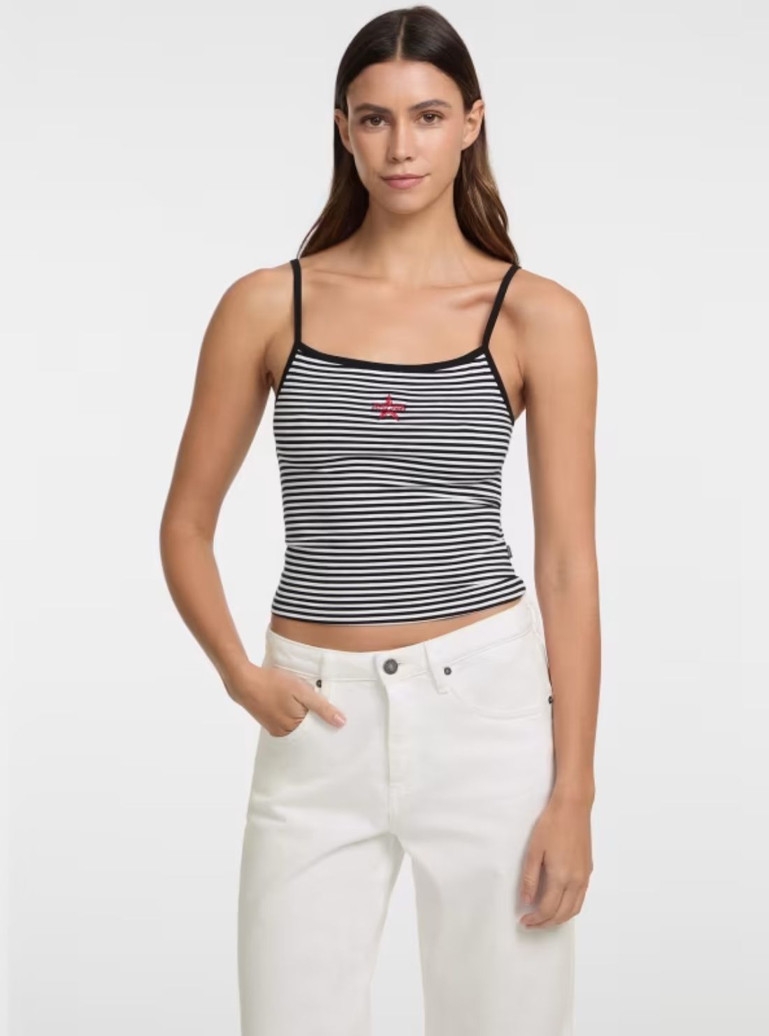 Guess Jeans Black Striped Star Tank Top W5GP35KCIE1 Front View