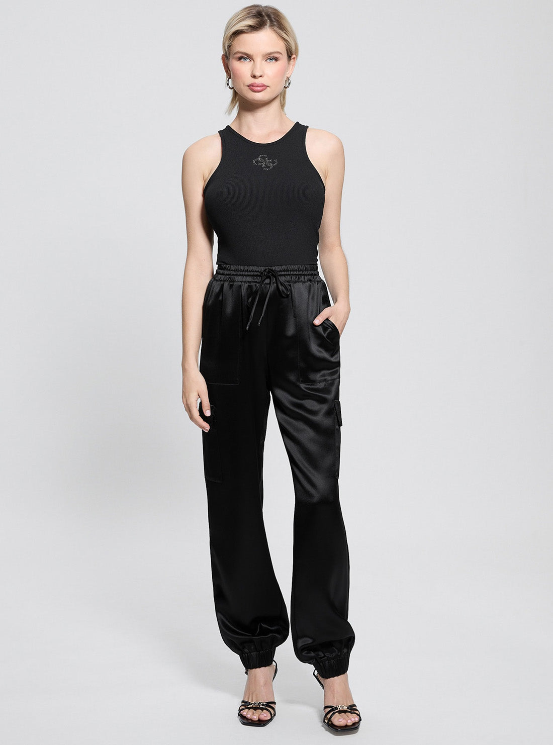 GUESS Womens Eco Black Guendalina Tank Top W5GP57KCV52 Full View_2