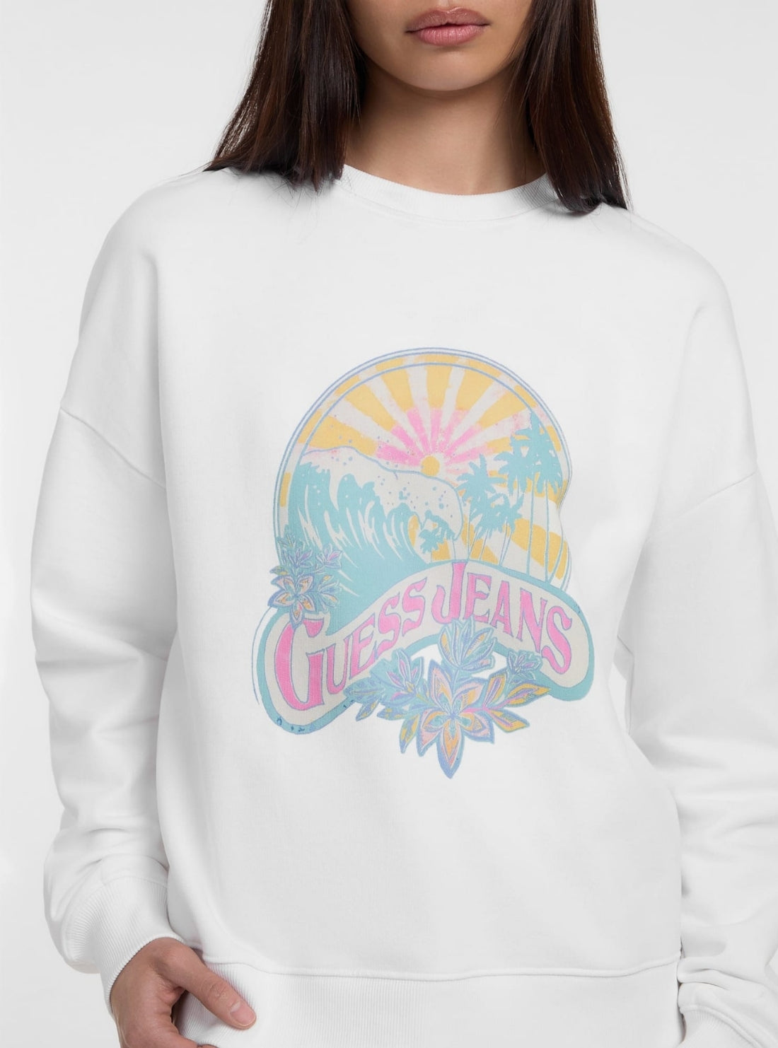 Guess Jeans White Sunset Print Sweatshirt W5GQ16K68I4 Detail View