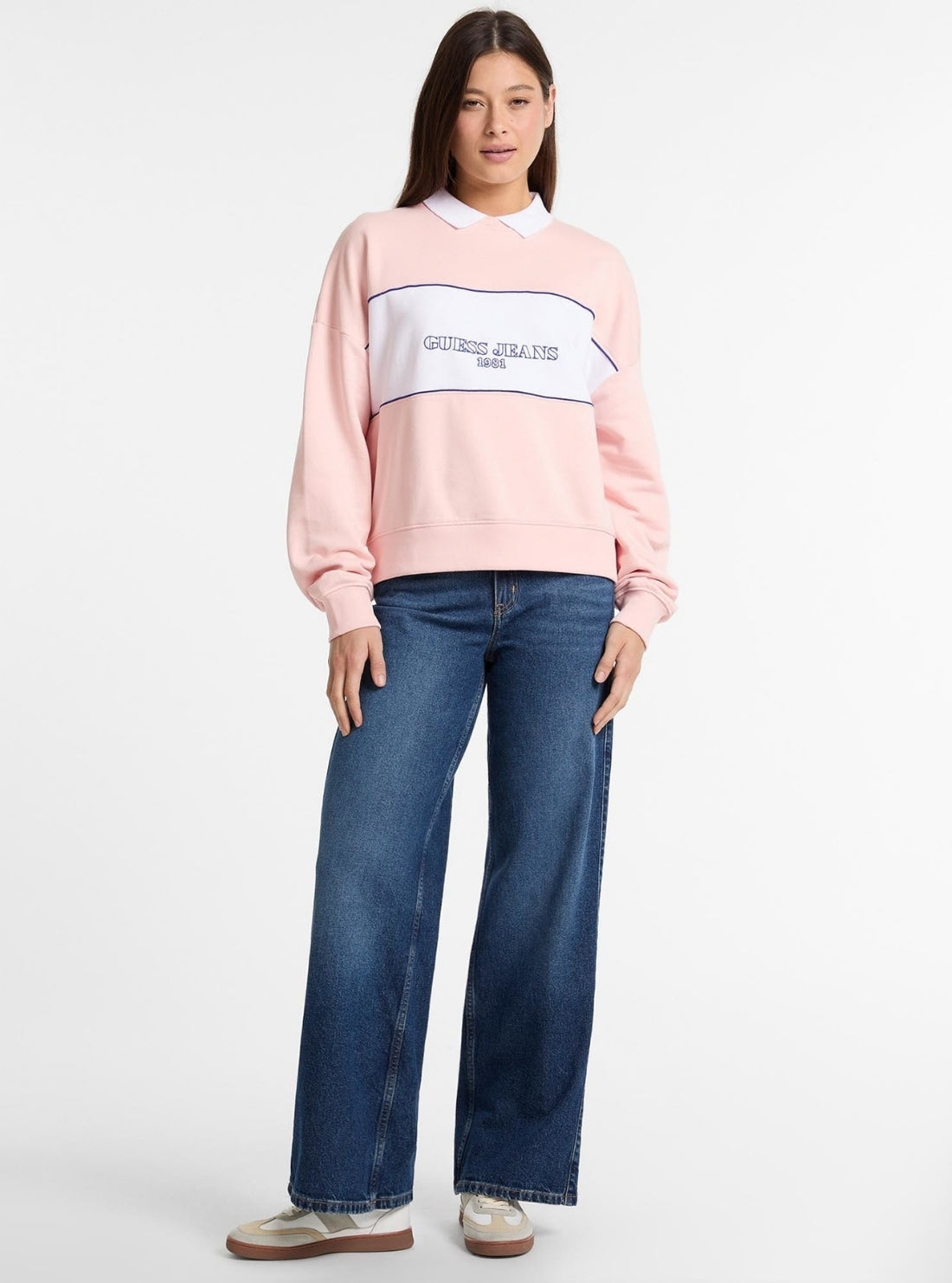 Guess Jeans Pink Collar Sweatshirt W5GQ17K68I4 Full View