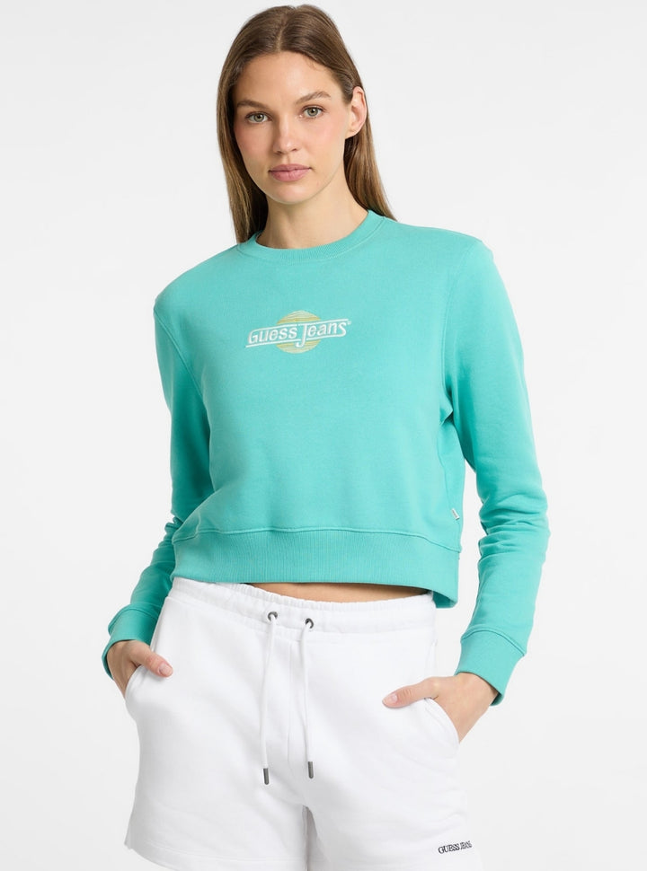 Guess Jeans Green Crop Sweatshirt W5GQ20K68I4 Front View