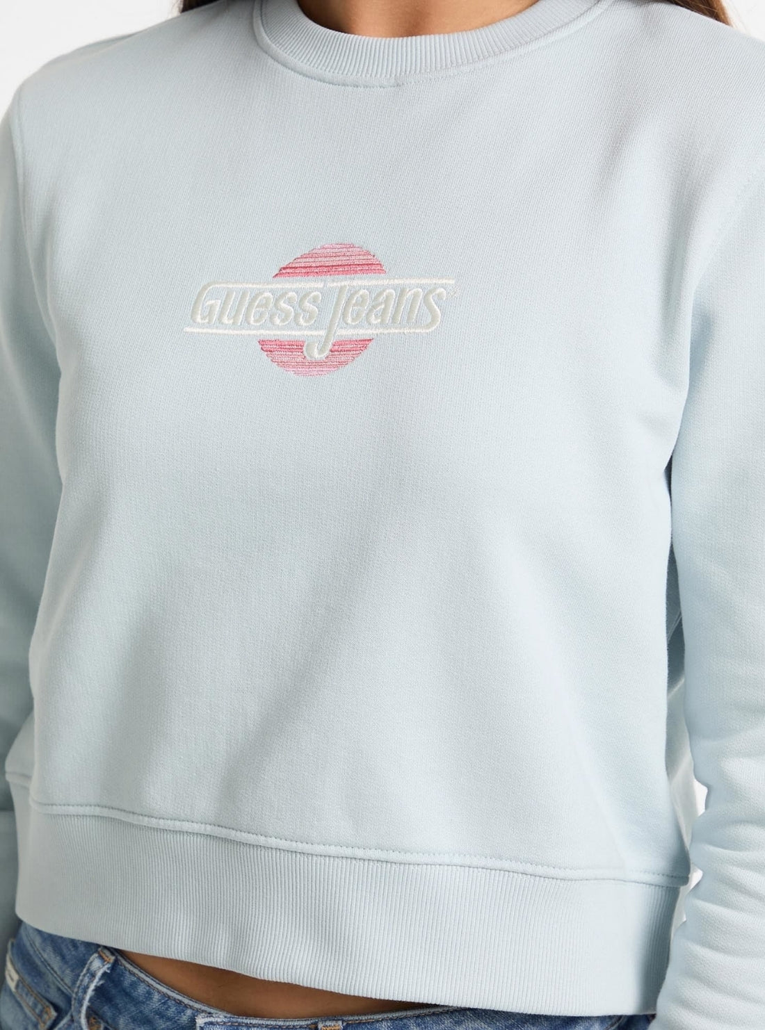 Guess Jeans Blue Crop Sweatshirt W5GQ20K68I4 Detail View