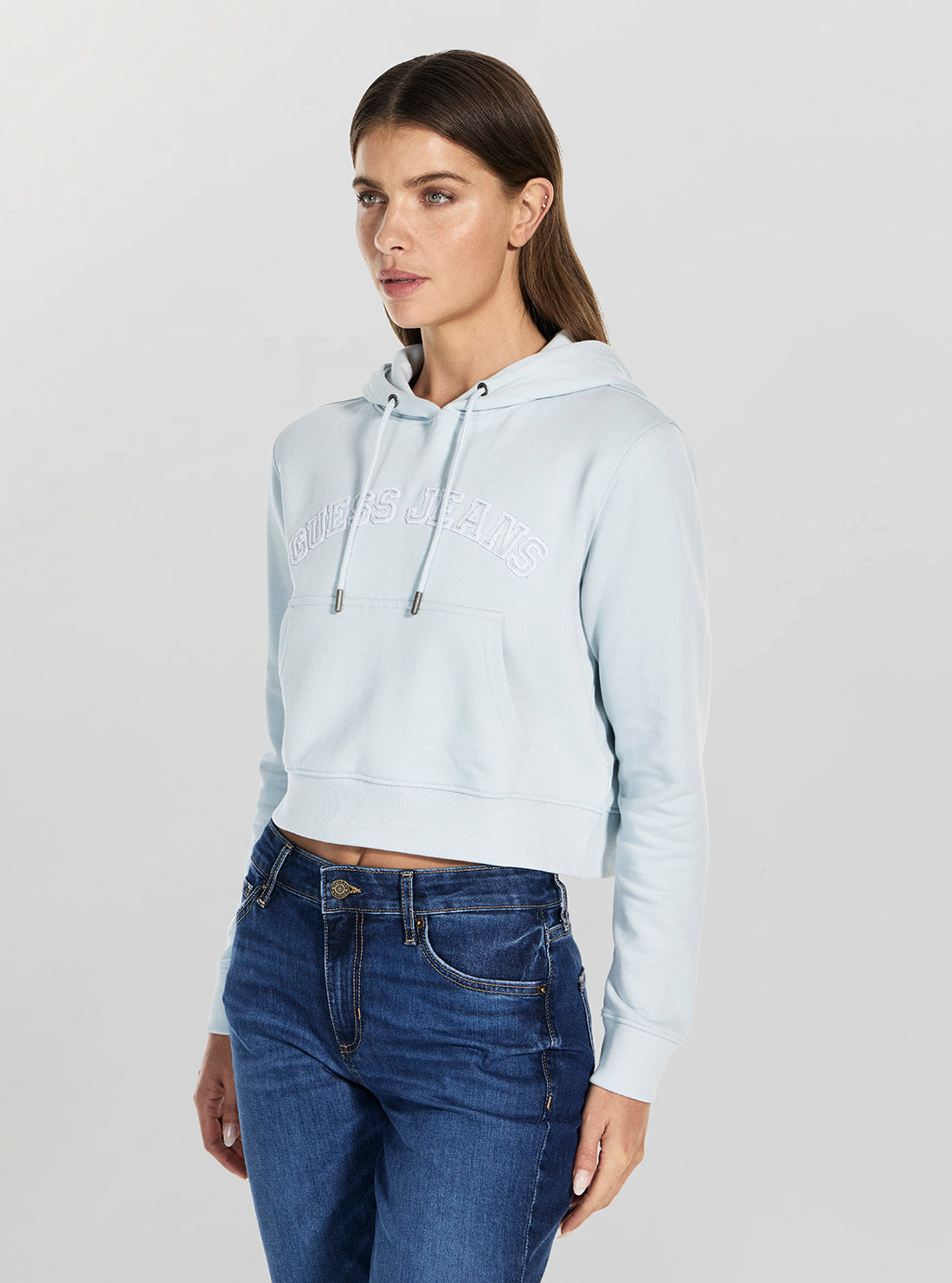 Guess Jeans Blue Cropped Collegiate Sweatshirt W5GQ22K68I4 Side View