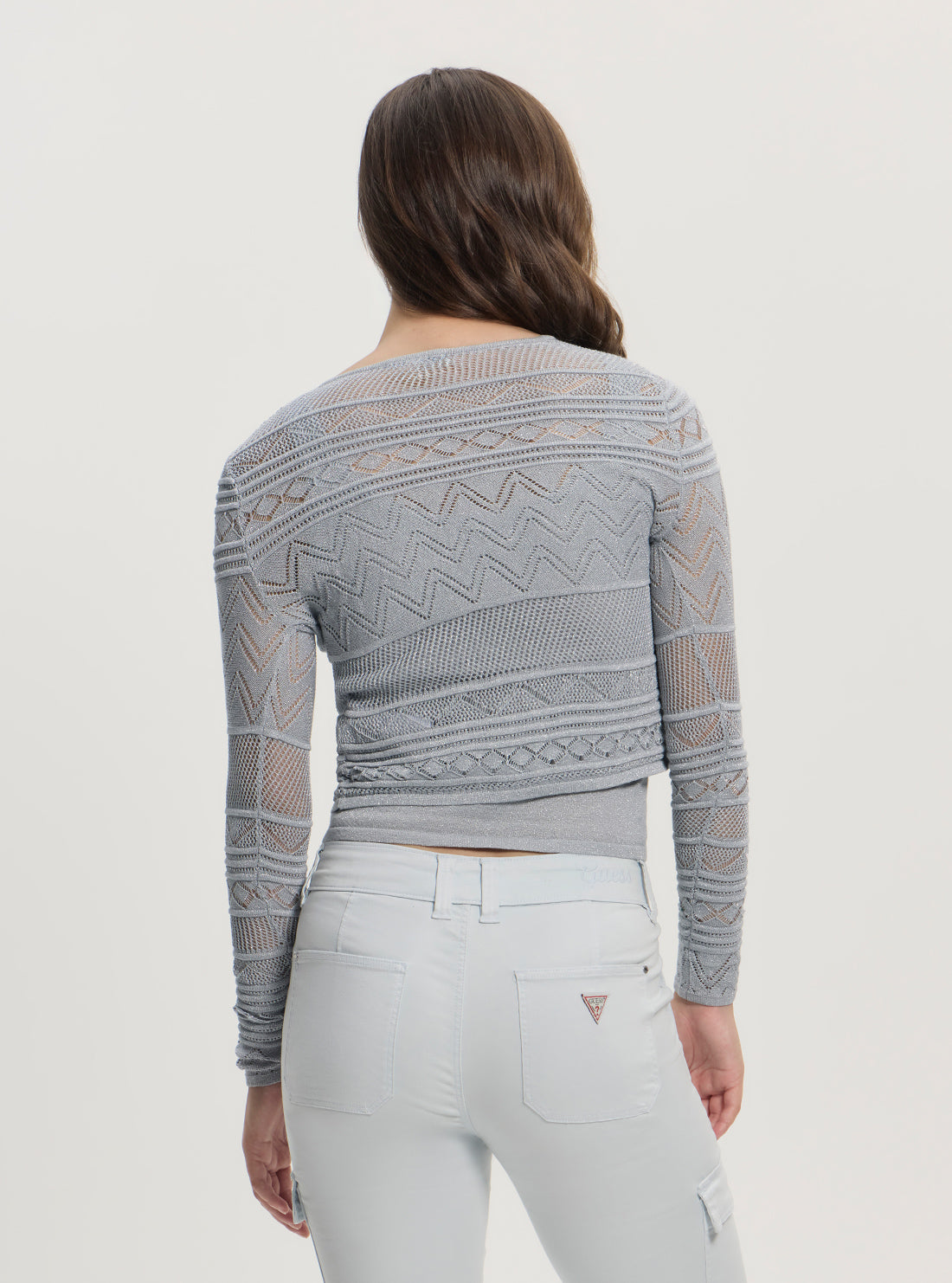 GUESS Womens Blue Nellie Cardigan Sweater W5GR15Z3E22 Back View