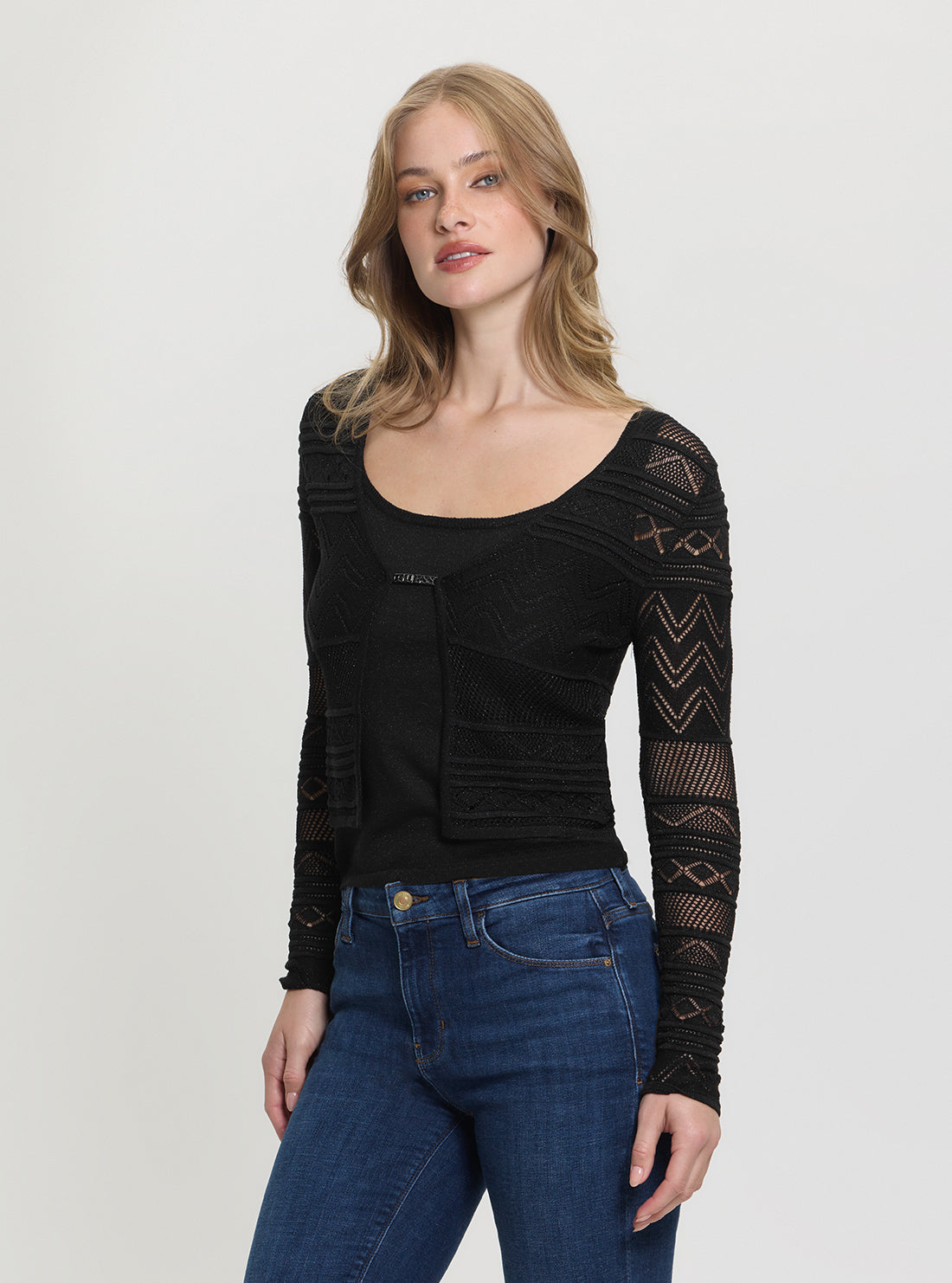 Black Lurex Nellie Cardigan Sweater