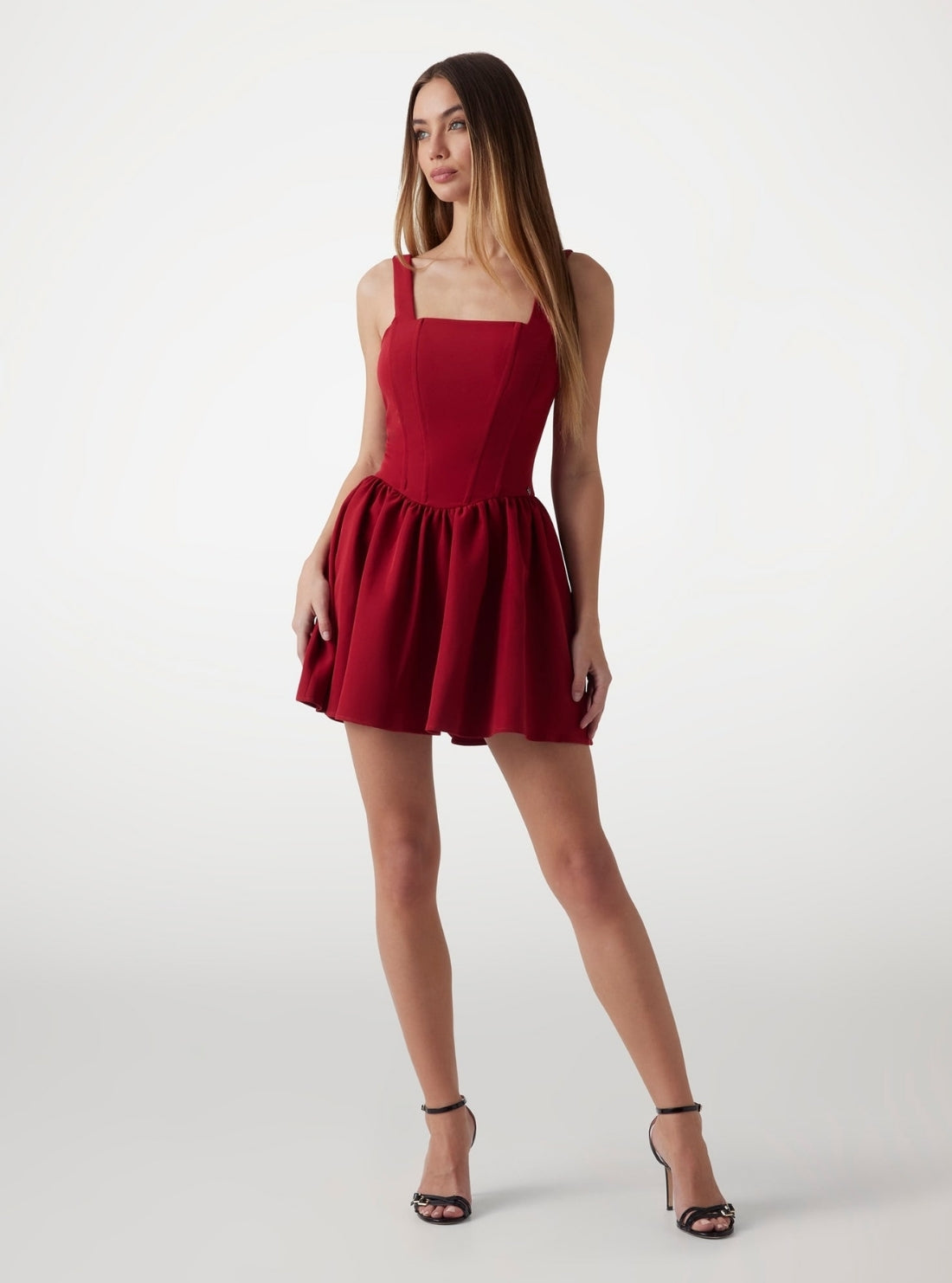 GUESS Womens Red Julie Sleeveless Mini Dress W5PK1WWG130 Full View