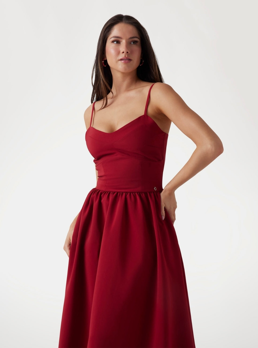GUESS Womens Red Sophie Sleeveless Midi Dress W5PK95WG130 Front View_2