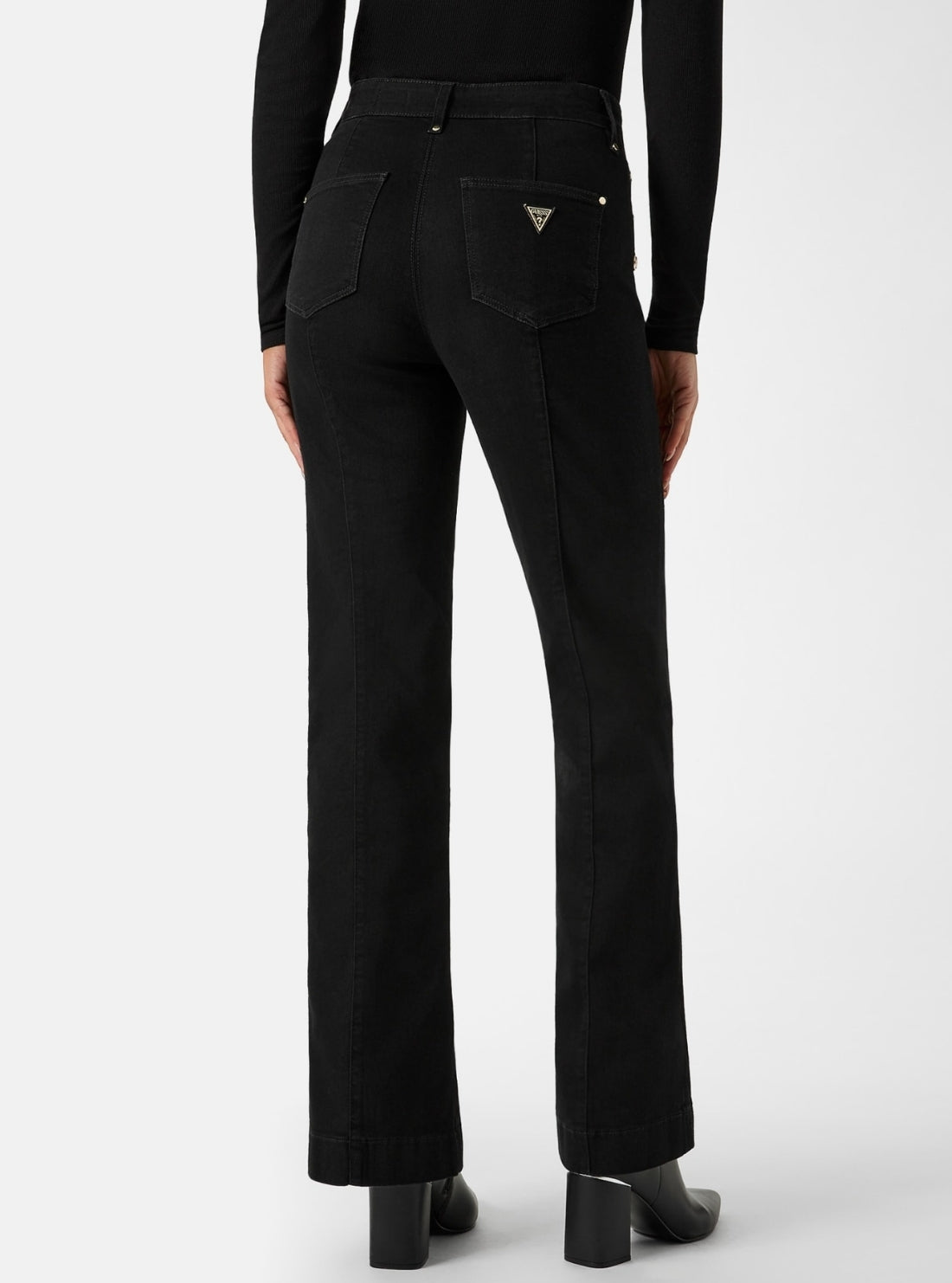 GUESS Womens Black New Faye Pant W5RA0PD4PZ1 Back View