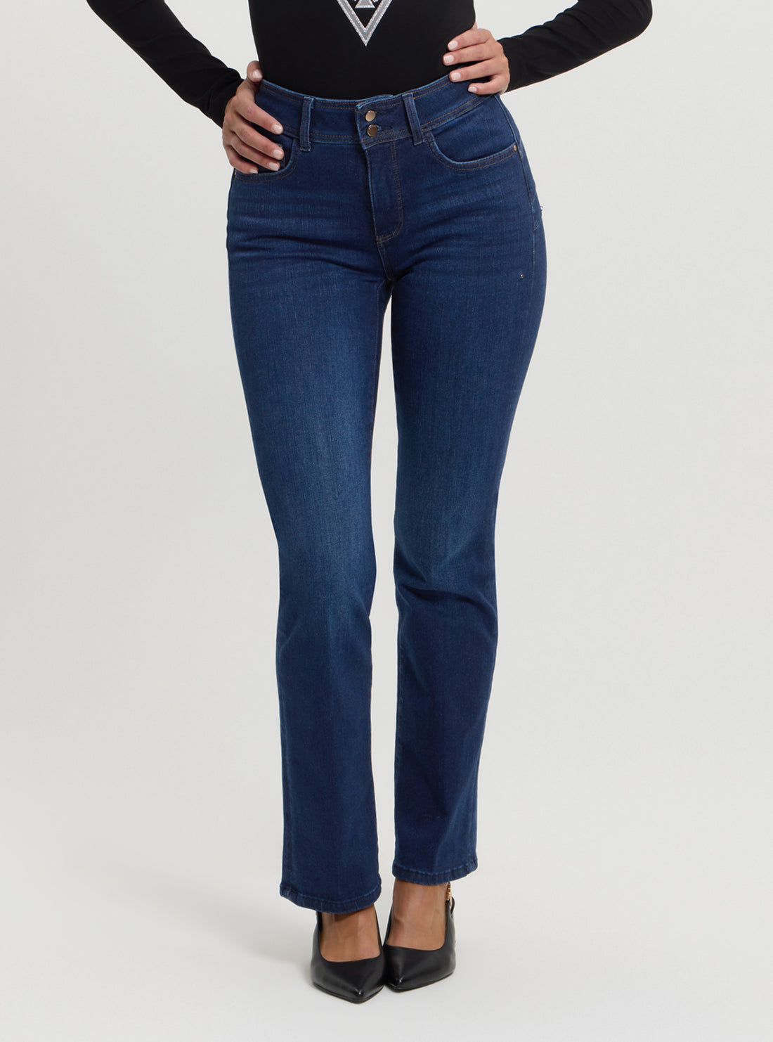 Blue Shape Up Straight Leg Jeans in Dark Wash