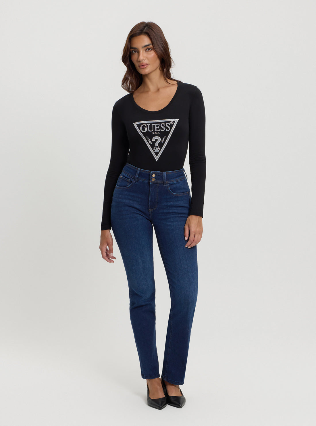 Blue Shape Up Straight Leg Jeans in Dark Wash