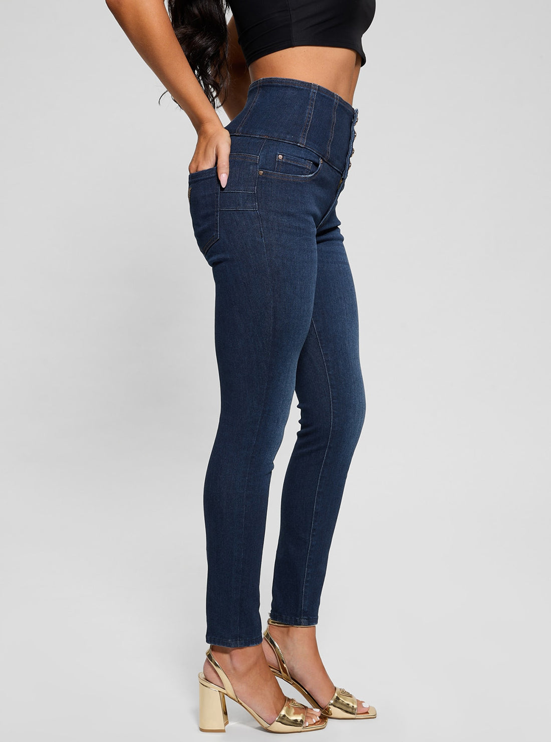 GUESS Womens Blue Corset Waist Shape Up W5RA1FD5L91  Side View